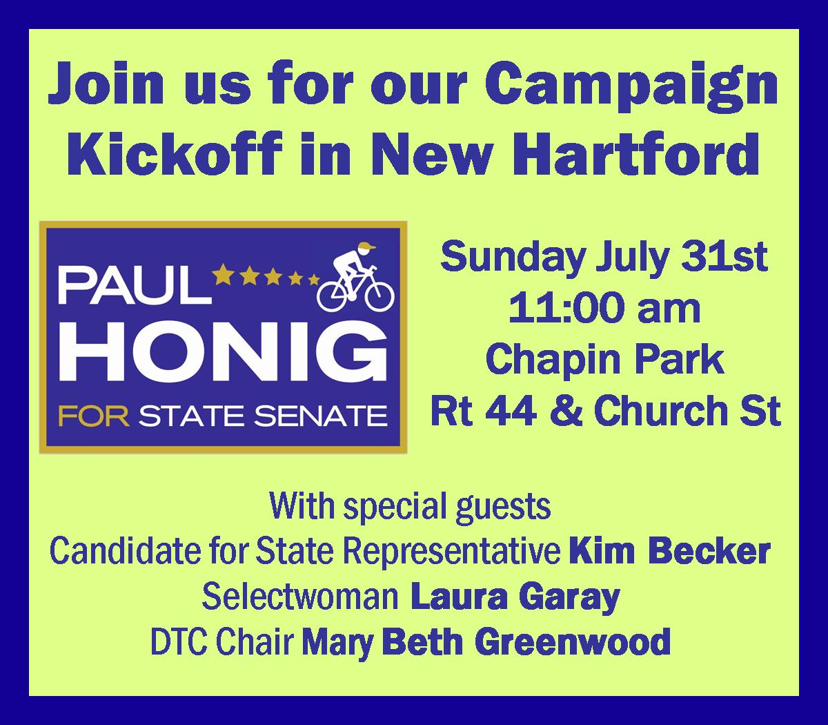 Paul Honig for State Senate New Hartford Campaign Kickoff – LITCHFIELD ...